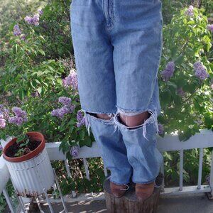 Vintage Ripped  Ladies High Rise By Dynamite Heidi Jeans Organic Cotton